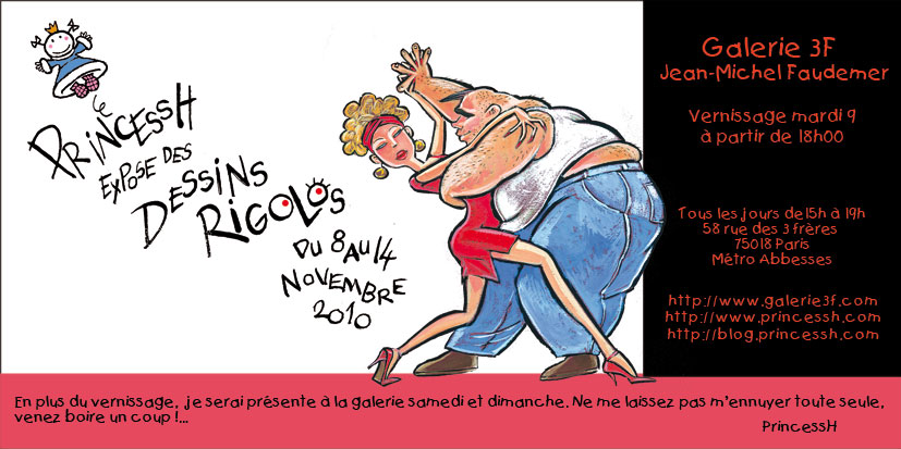 invitation expo PrincessH à la Galerie 3F, 58 rue des 3 Frères, Paris 18, métro Abbesses