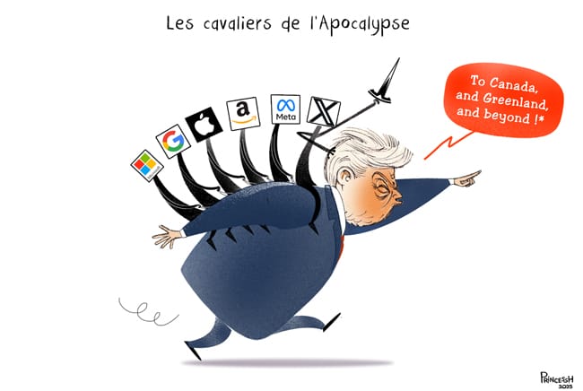 "Les cavaliers de l'apocalypse", PrincessH pour La Croix du jeudi 16 janvier 2025, dessin n°402.